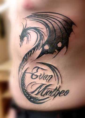 Tatouage dragon et prénoms